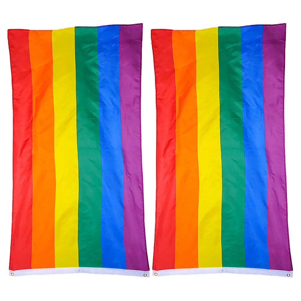 2pcs Decorative Rainbow Flag LGBT Pride Flag Portable Outdoor Banner for Party
