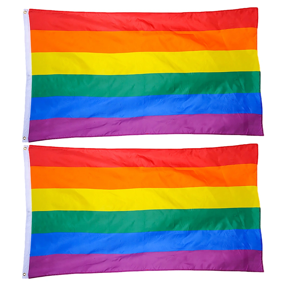 2pcs Decorative Rainbow Flag LGBT Pride Flag Portable Outdoor Banner for Party