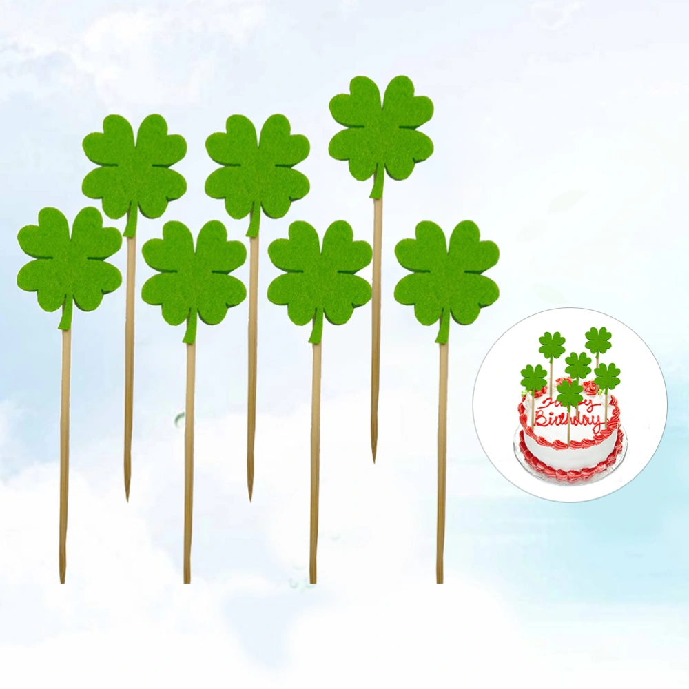 12pcs Clover Cake Topper Wedding Birthday Cake Topper Party Decoration Cake Toppers (Green)