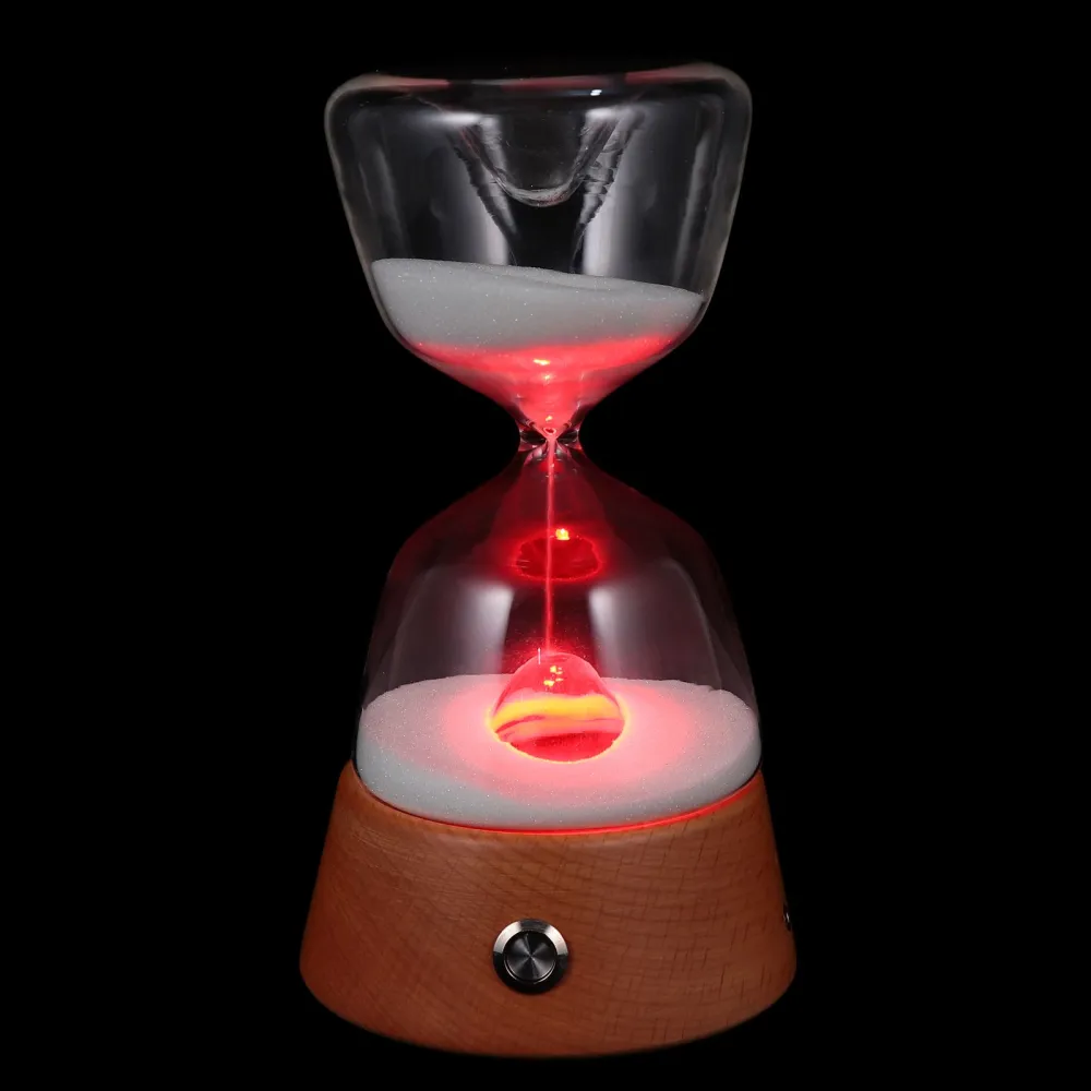 1 Set Stylish USB Hourglass Sleeping Light Solid Wood Hourglass Sleep Night Lamp