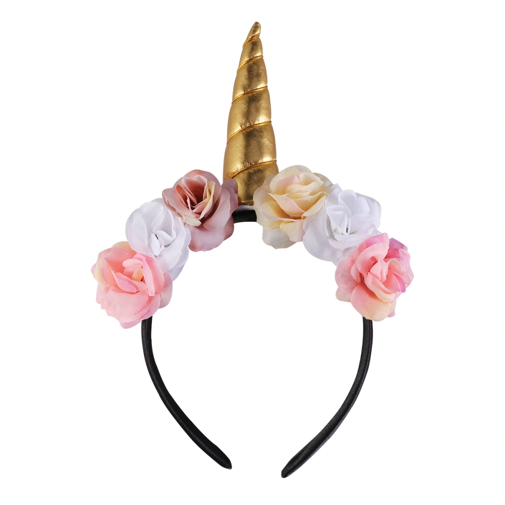 Halloween Costume Creative Unicorn Headband Adorable Unicorn Hair Hoops Flower Headdress Party Favors Supplies for Kids(CW7215)