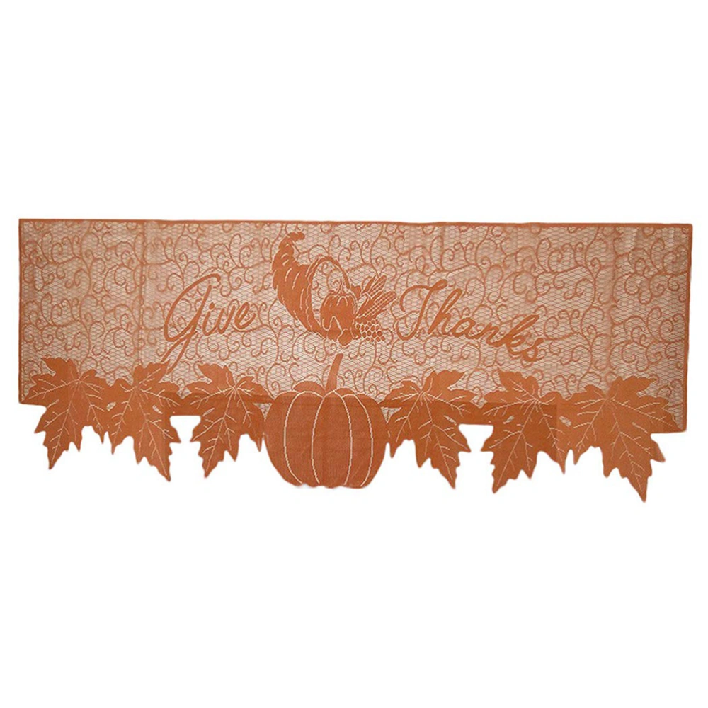 20x60 Inch Table Runner Pumpkin Maple Leaf Table Cover Thanksgiving Easter Table Flag Decoration Fireplace Cloth (Orange-yellow)