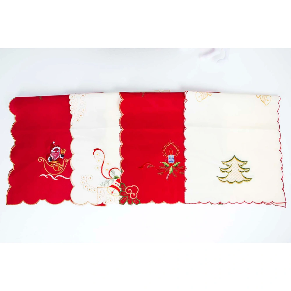 Christmas Holiday Table Placemat Rectangular Printed Decorative Dining Table Cloth Overlay (Red Wick)