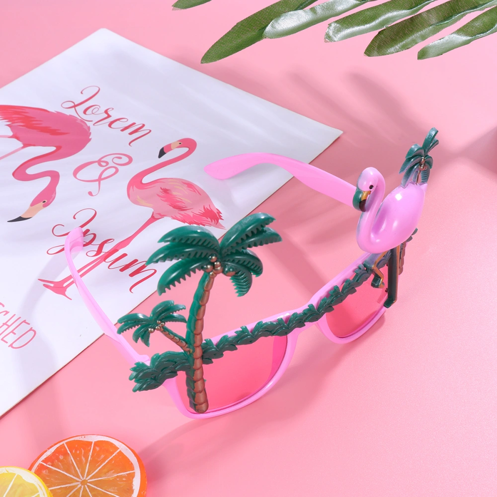 Pink Flamingo Design Glasses Funny Coconut Tree Eyeglasses Hawaiian Party Dress Up Decorative Toys Beach Photo Props Eyewear Costume Accessaries