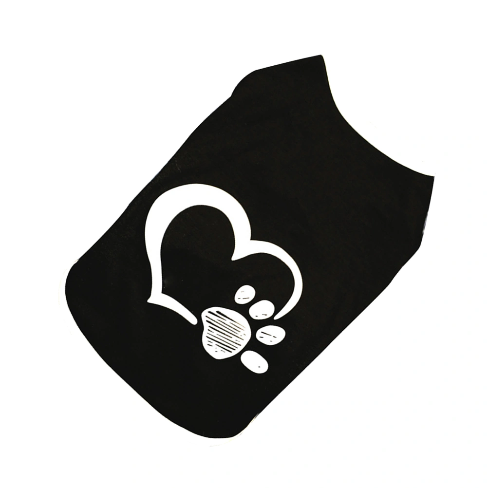Dog Clothes Comfortable Pet Costume Heart Footprint Pattern Vest for Spring Summer Teddy Supplies (Black, Size L)