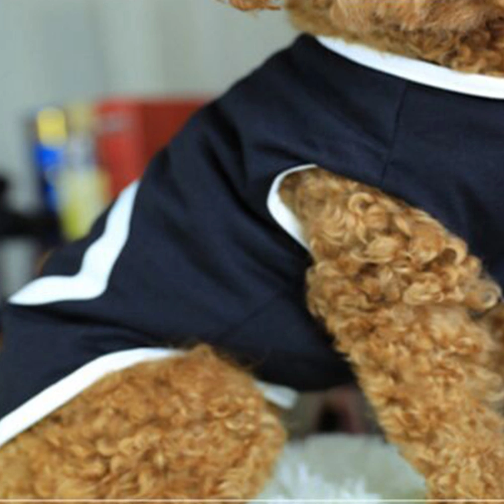 Dog Clothes Comfortable Pet Costume Heart Footprint Pattern Vest for Spring Summer Teddy Supplies (Black, Size L)