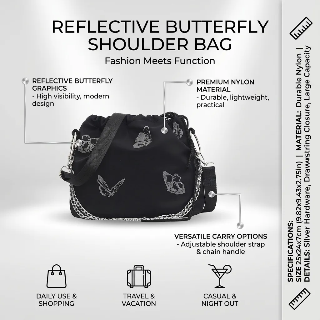 Reflective Shoulder Pouch Shoulder Bag Fashion Crossbody Bag Messenger