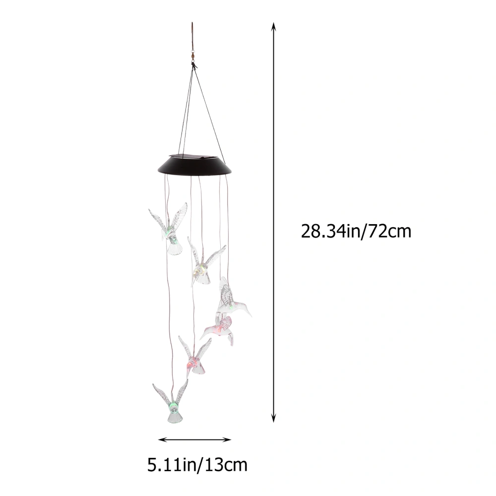 Solar Wind Chime Light Colorful Slow Flashing Hummingbird Garden Hanging Lamp