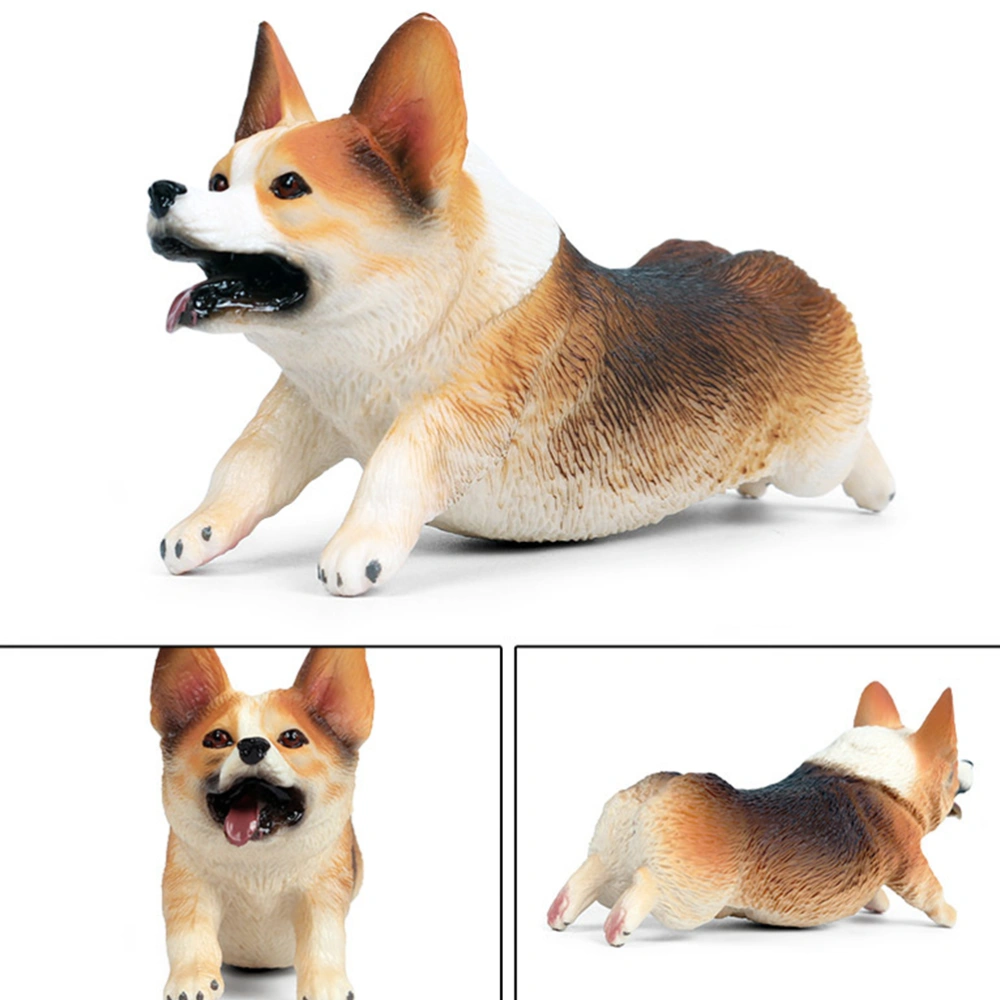 1pc Simulation Dog Figurine Corgi Pet Ornament Static Solid Animal Model Desktop Decoration (Running Corgi)