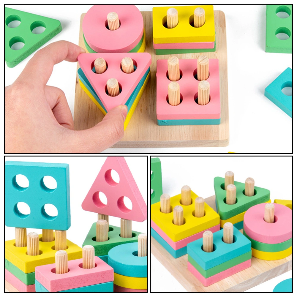 1 Set Kids Wooden Stacking Toys Educational Toys Geometric Building Blocks