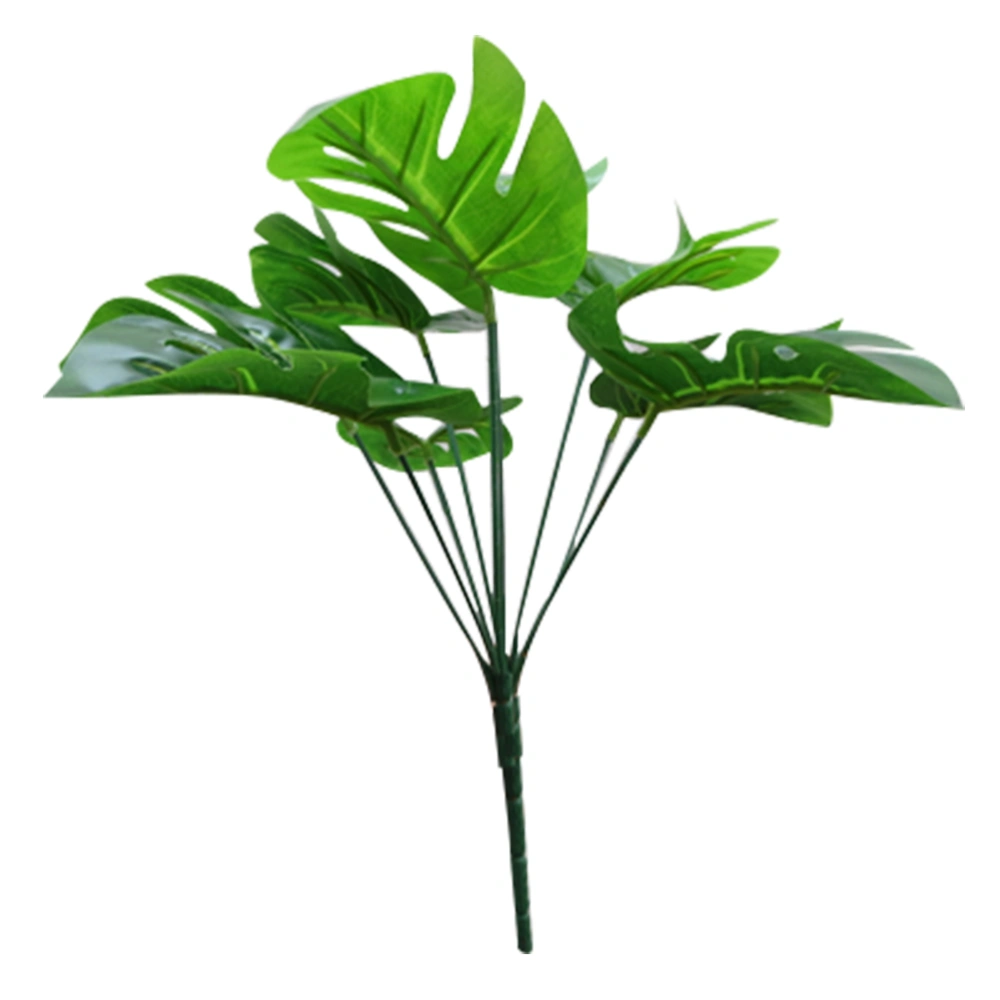 9 Heads Green Simulation Artificial Plants Fake Monstera Leaves Home Decoration (Green)