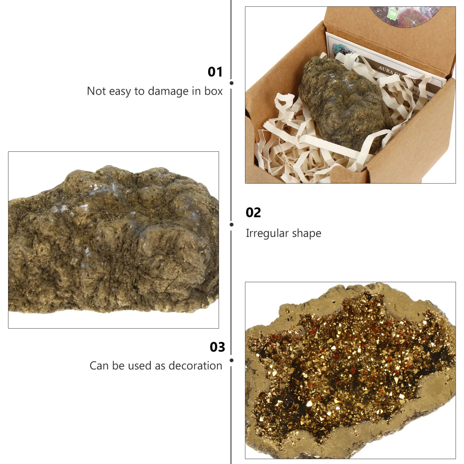 Aura Quartz Crystal Geode Plating Agate Stone Set Agate Geode Ore Stone