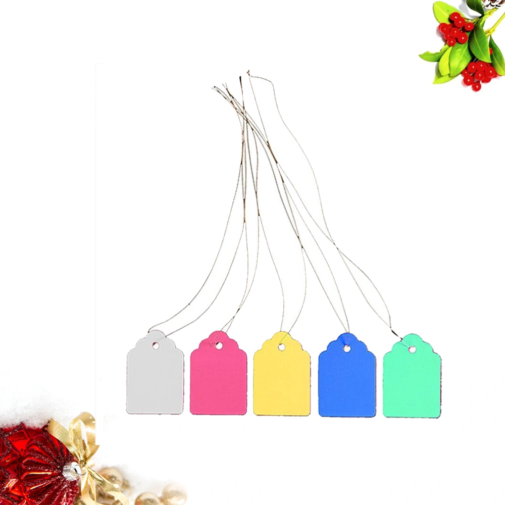 5 Sets/500pcs Unique Hanging Tags Plastic Waterproof Hanging Labels with Strap Line for Garden Daily Use (7x5cm, Mixed Color)