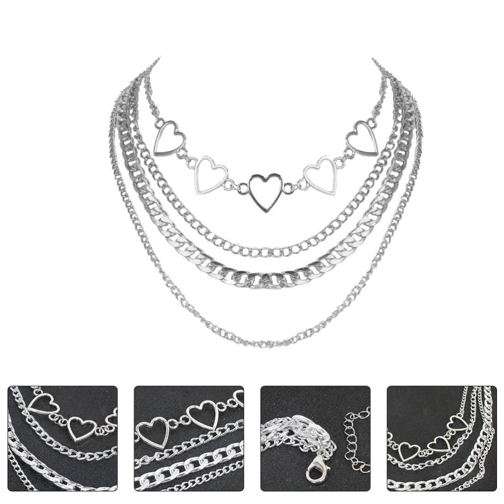 1pc Woman Multi-layer Necklace Simple Clavicle Chain Love Heart Neck Chain