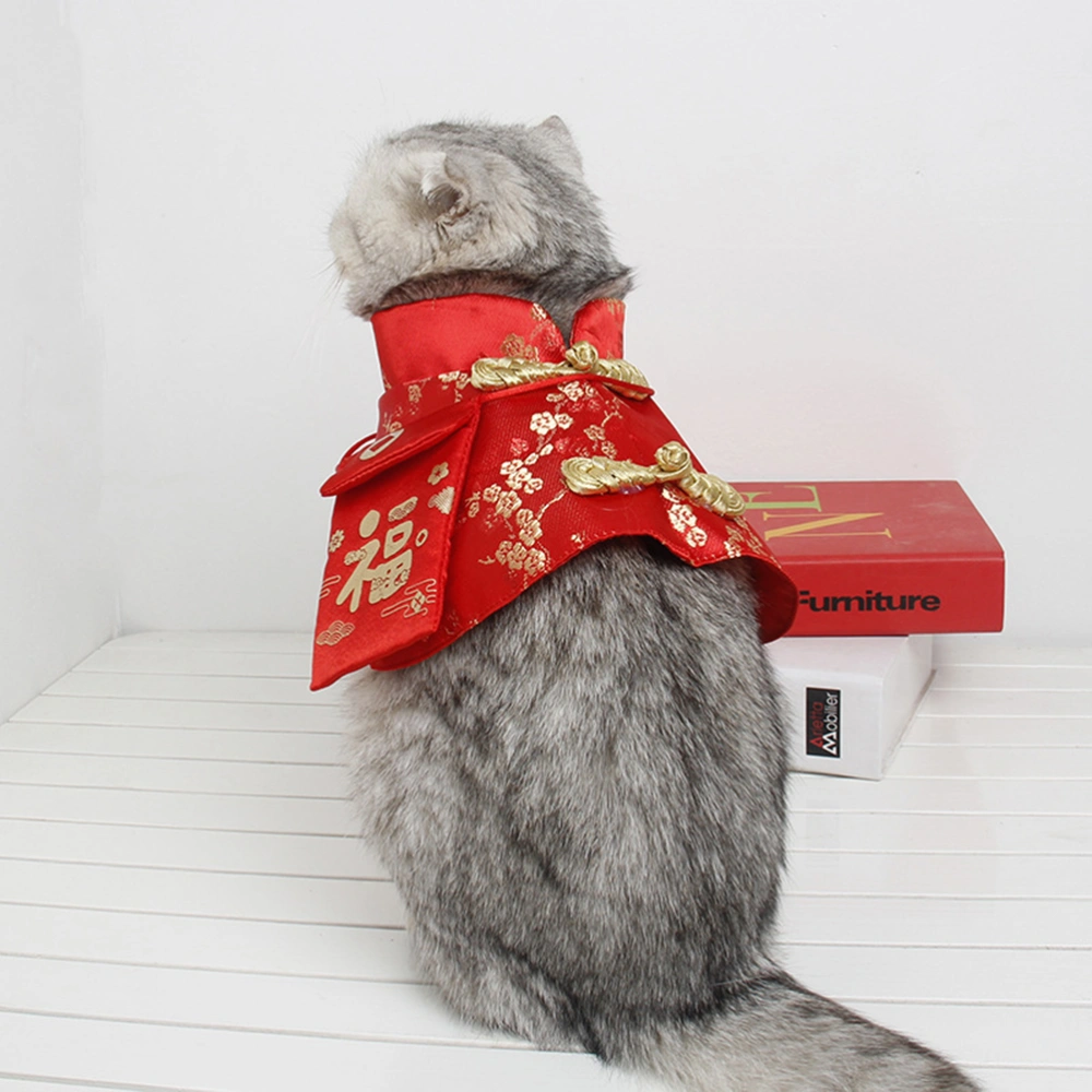 1Pc New Year Pet Cat Chinese Style Coat Delicate Joyous Small Red Envelope Decorative Cloak Comfortable Pet Clothes (Red Size L)