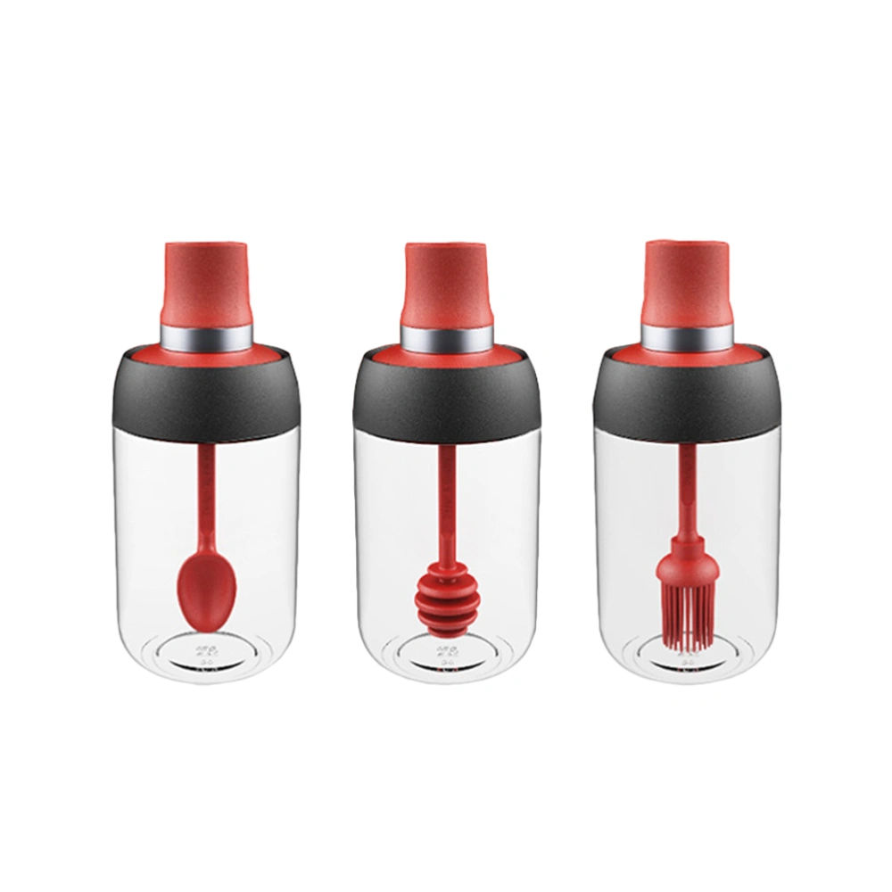 3 Pcs Creative Spice Bottles Spoon Cover One-piece Seasoning Bottles Moisture-proof Practical Glass Bottles Honey Bottles for Home Kitchen