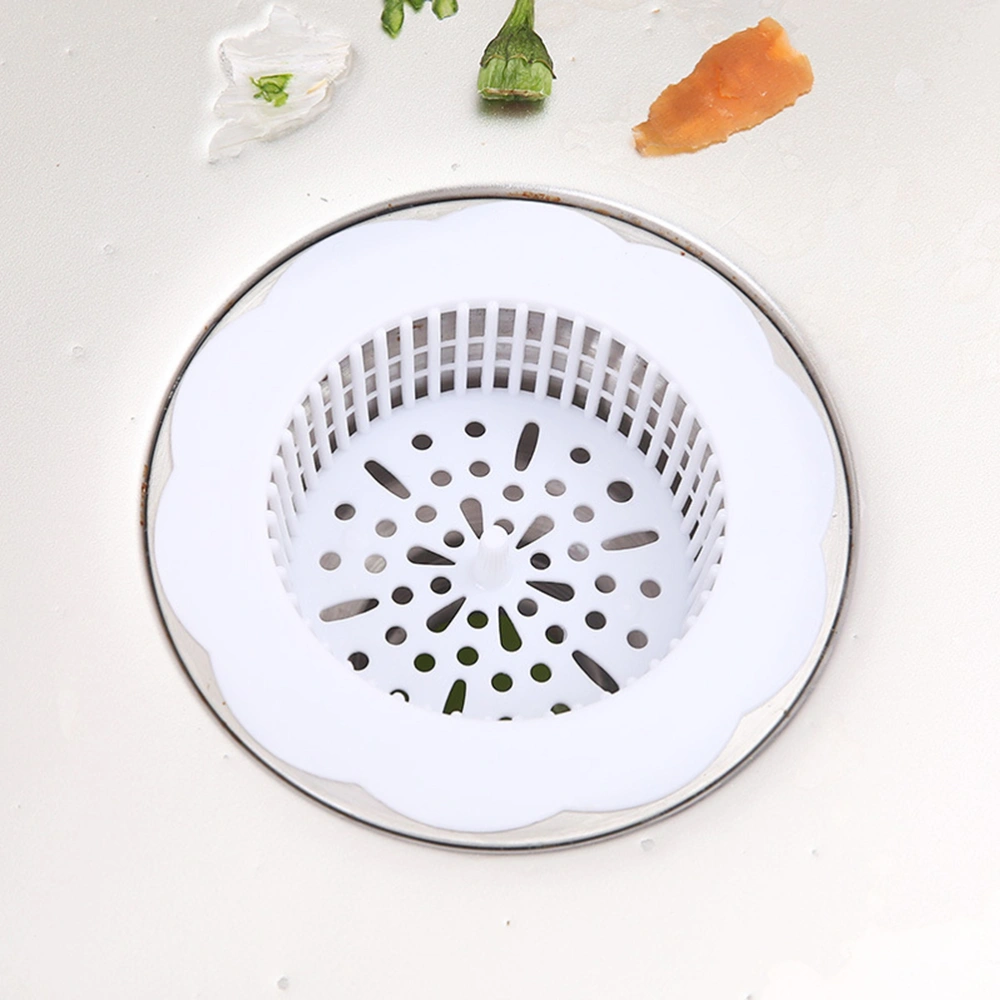 Kitchen Flower Type Sink Anti-blocking Filter Leaking Wash Basin Net Leaking Bathroom Small Hole Floor Drain (White)