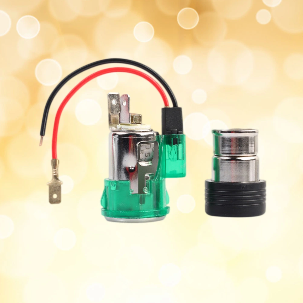 1 Pcs Portable Green 12V LED Light Motorcycle Cigarette Lighter Power Socket Plug for Motorcycle (Green)
