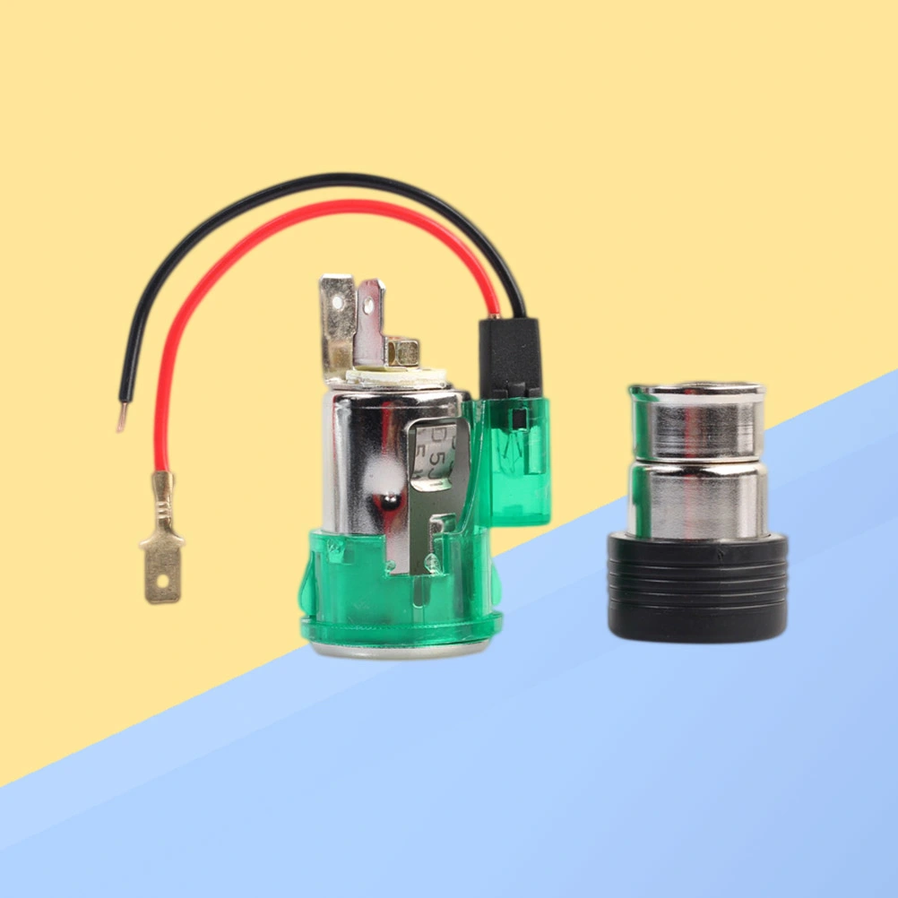 1 Pcs Portable Green 12V LED Light Motorcycle Cigarette Lighter Power Socket Plug for Motorcycle (Green)