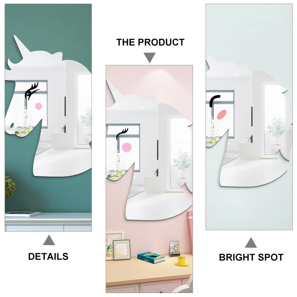 1 Set Unicorn Design Acrylic Mirror DIY Wall Stickers Removable Wall Sticker