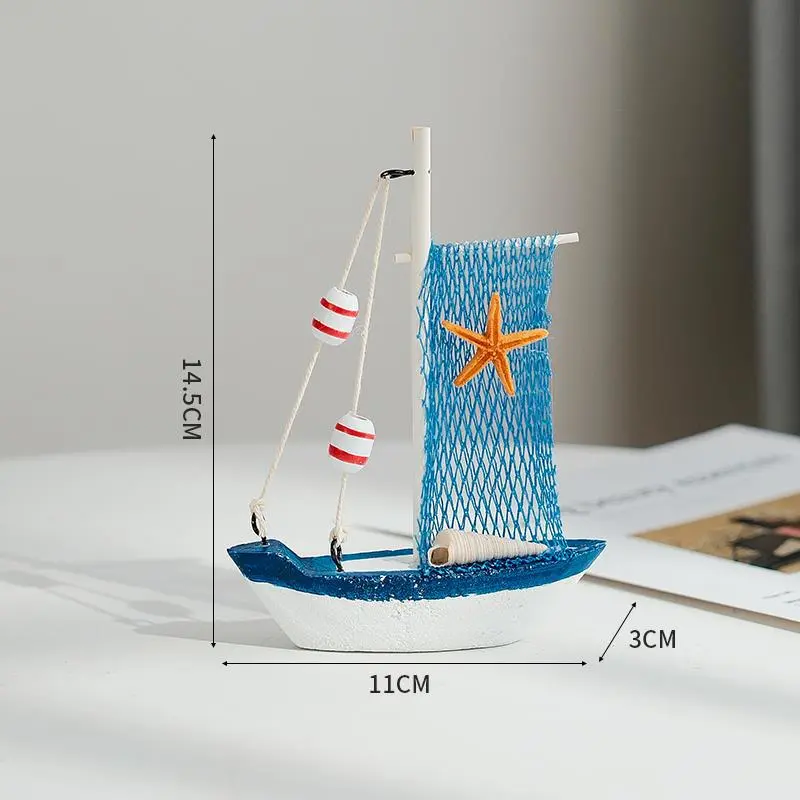 Sailing Ship Statue Sailboat Ornament Desktop Mediterranean Boat Model Wooden Craft