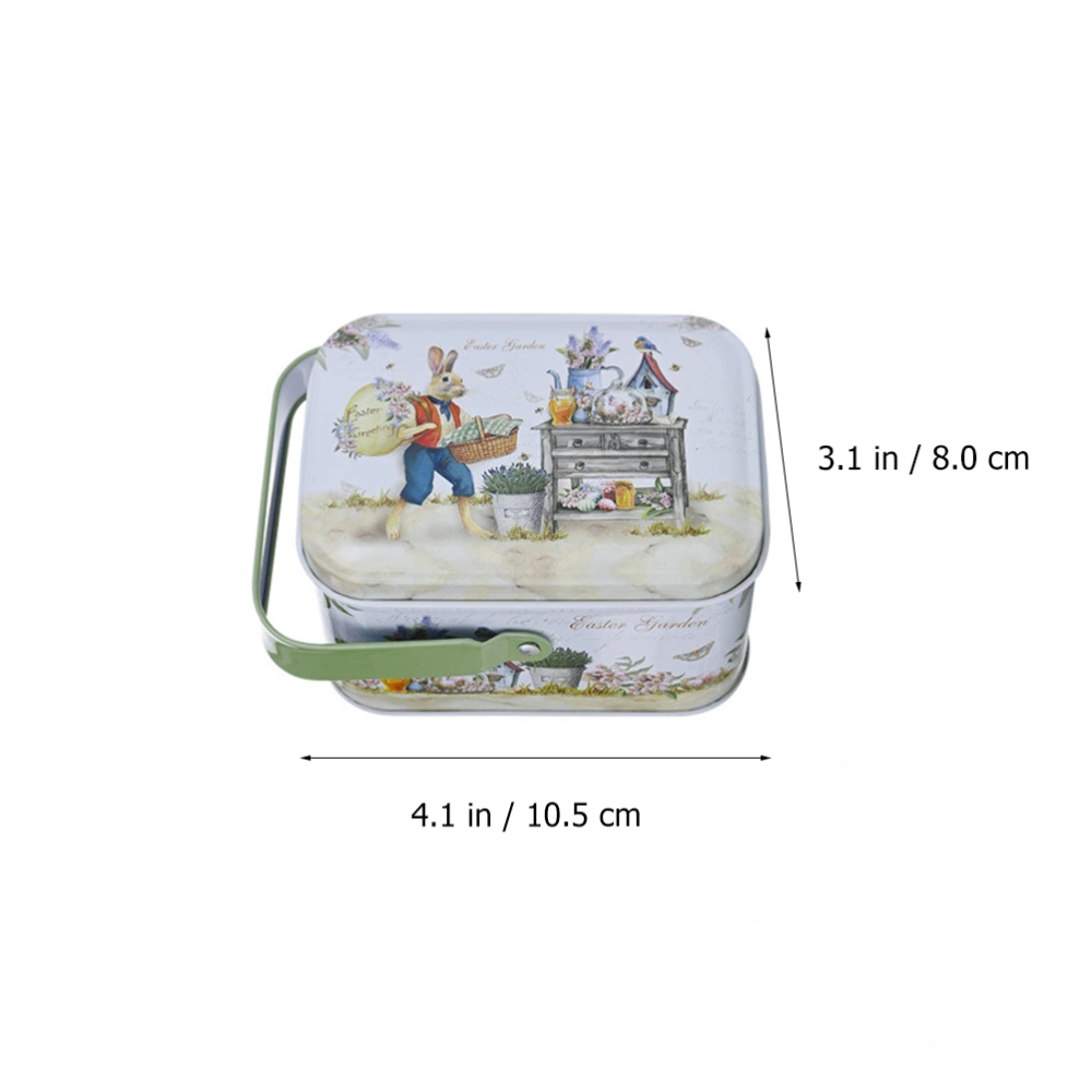 6pcs Easter Tinplate Box with Handle Gift Packing Case Candy Wrapping Case