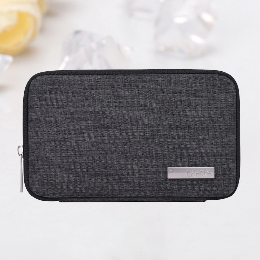 Polyester Digital Accessories Bag Electronics Protection Organizer Carrying Storage Case for Cables Earphone Power Bank (Dark Grey)