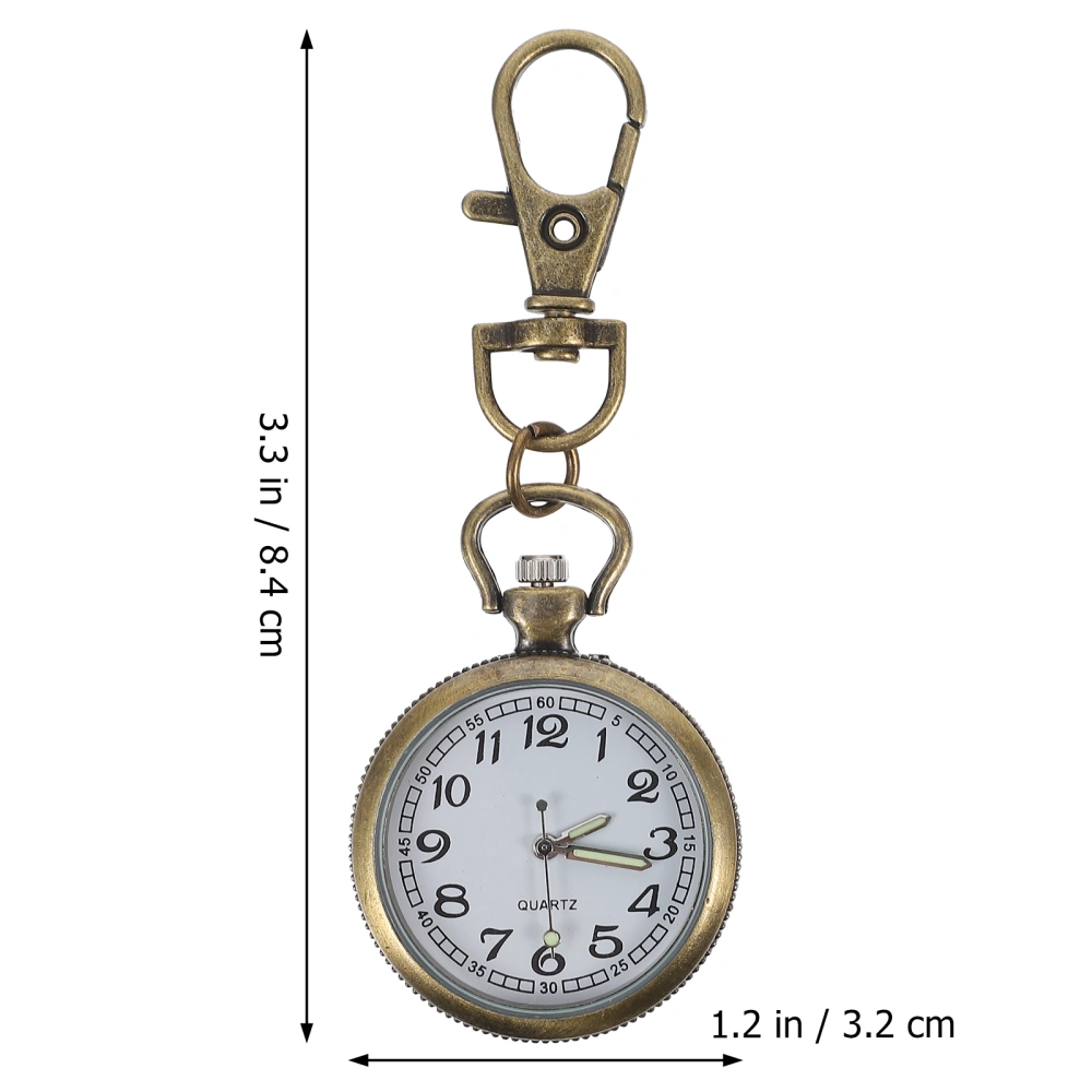 2Pcs Vintage Quartz Pocket Watch Keychain Nursing Watch Student Watch Pendant