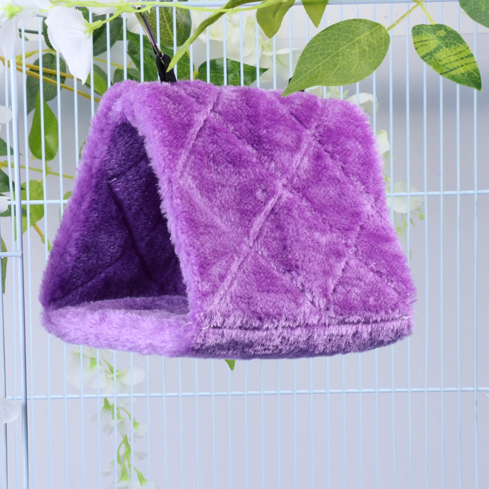 Adorable Bird Sleeping Bed Parrot Hammock Warm Plush Birds Nest Pet Hanging Hut for Home Cage Bird Parrot (Purple)