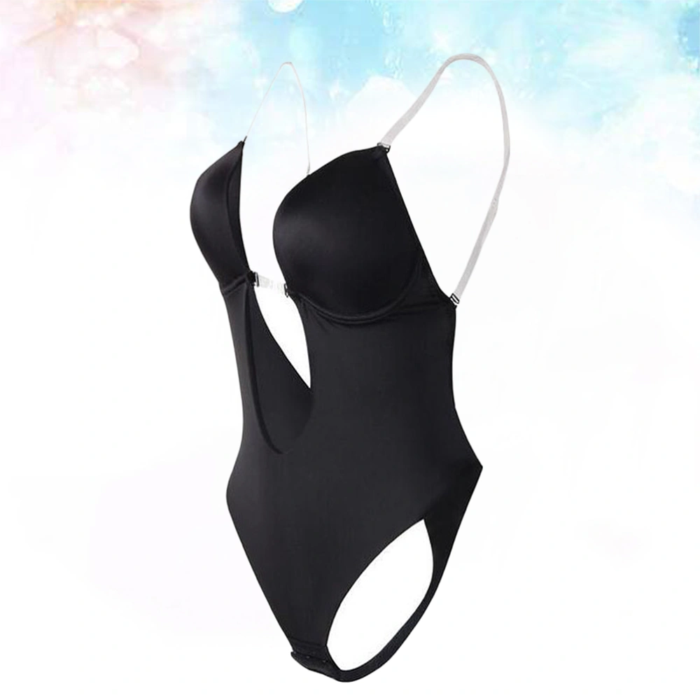 Women Backless Corset Invisible Shapewear Practical Slimming Shaper Bra Corset Black Size M