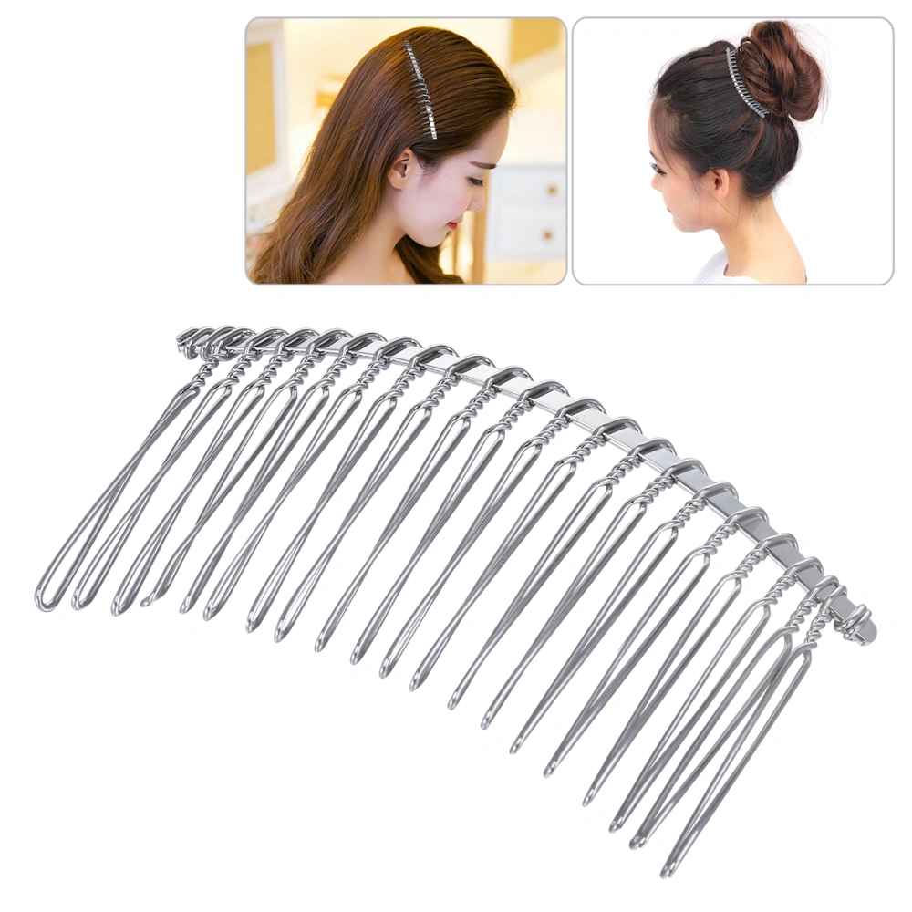 PIXNOR 7.8cm 20 Teeth Fancy DIY Metal Wire Hair Clip Comb Bridal Wedding Veil Comb (Silver)