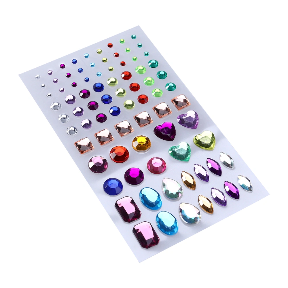 Self-adhesive Acrylic Crystal Rhinestone Jewels Gems Sticker Sheets Assorted Colors Various Shapes (Multicolor Type 2)