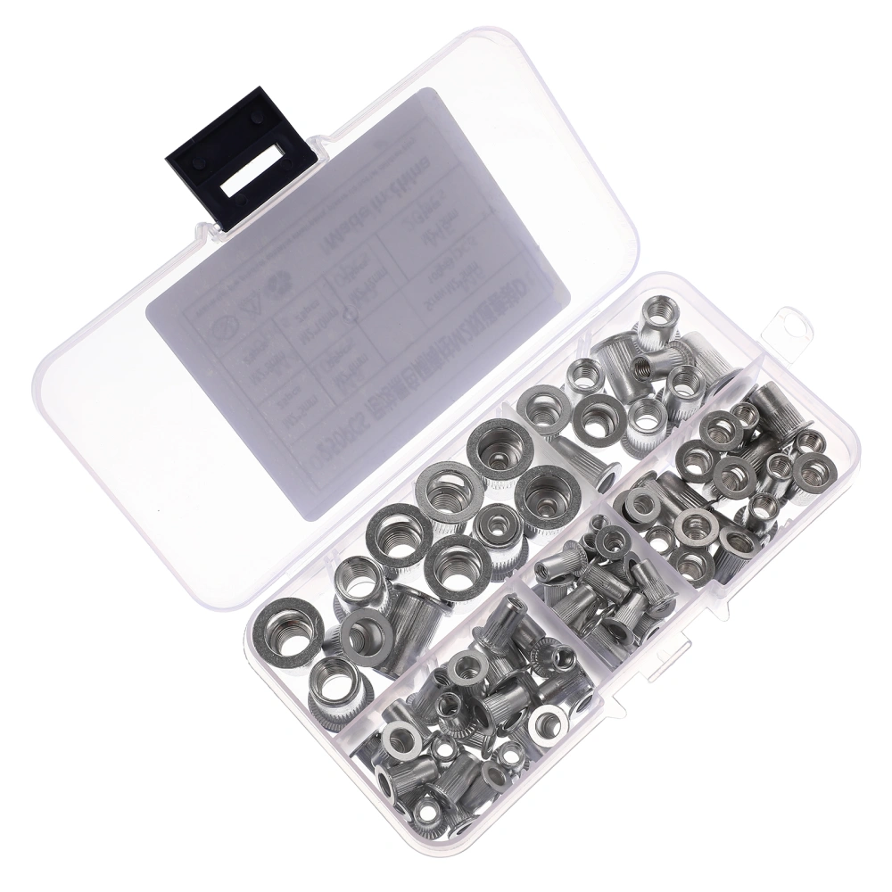 100pcs Rivet Nuts Aluminum Alloy Flat Head Threaded Insert Rivnuts Assortment