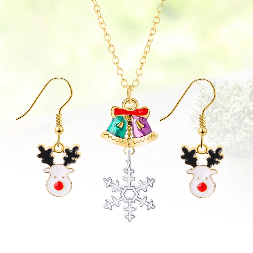 3pcs Chic Christmas Series Necklace and Earring Set Lovely Xmas Jewelry Christmas Gift Party Accessories for Women Girls