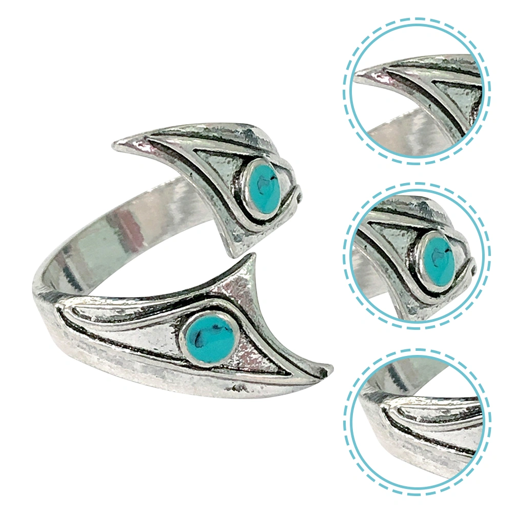 Adjustable Open Ring Statement Finger Ring Women Blue Turquoise Ring Finger Decor