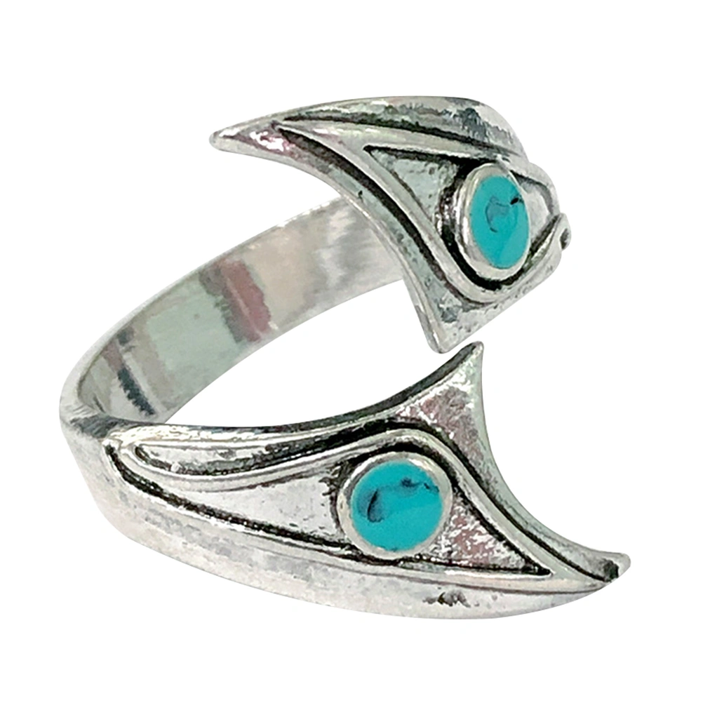 Adjustable Open Ring Statement Finger Ring Women Blue Turquoise Ring Finger Decor