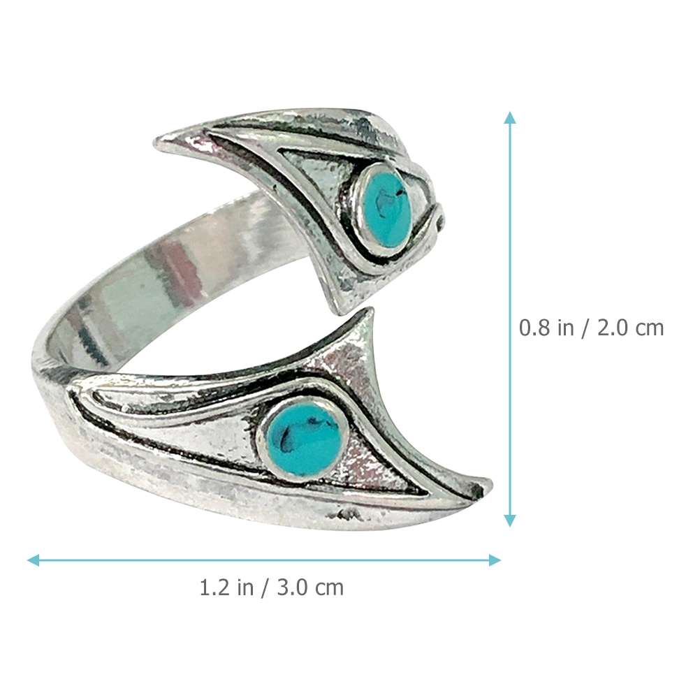 Adjustable Open Ring Statement Finger Ring Women Blue Turquoise Ring Finger Decor
