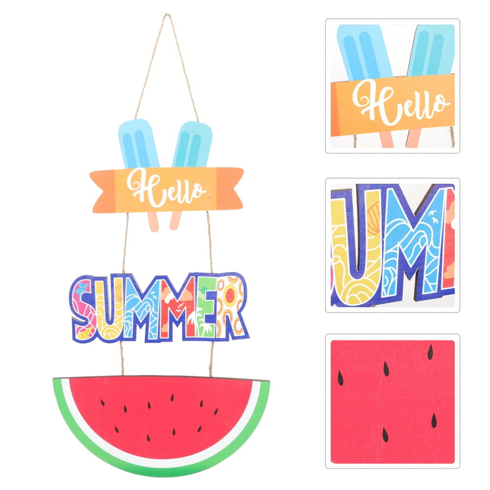 Summer Wood Watermelon Popsicle Pattern Pendant Wood Hello Summer Wood Hanging Ornament Summer Decor