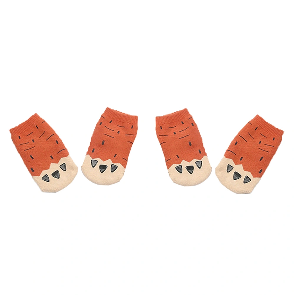 Warm Winter Baby Boy Socks Bear's Paws Cartoon Design Anti Floor Sock Size M (Brown)