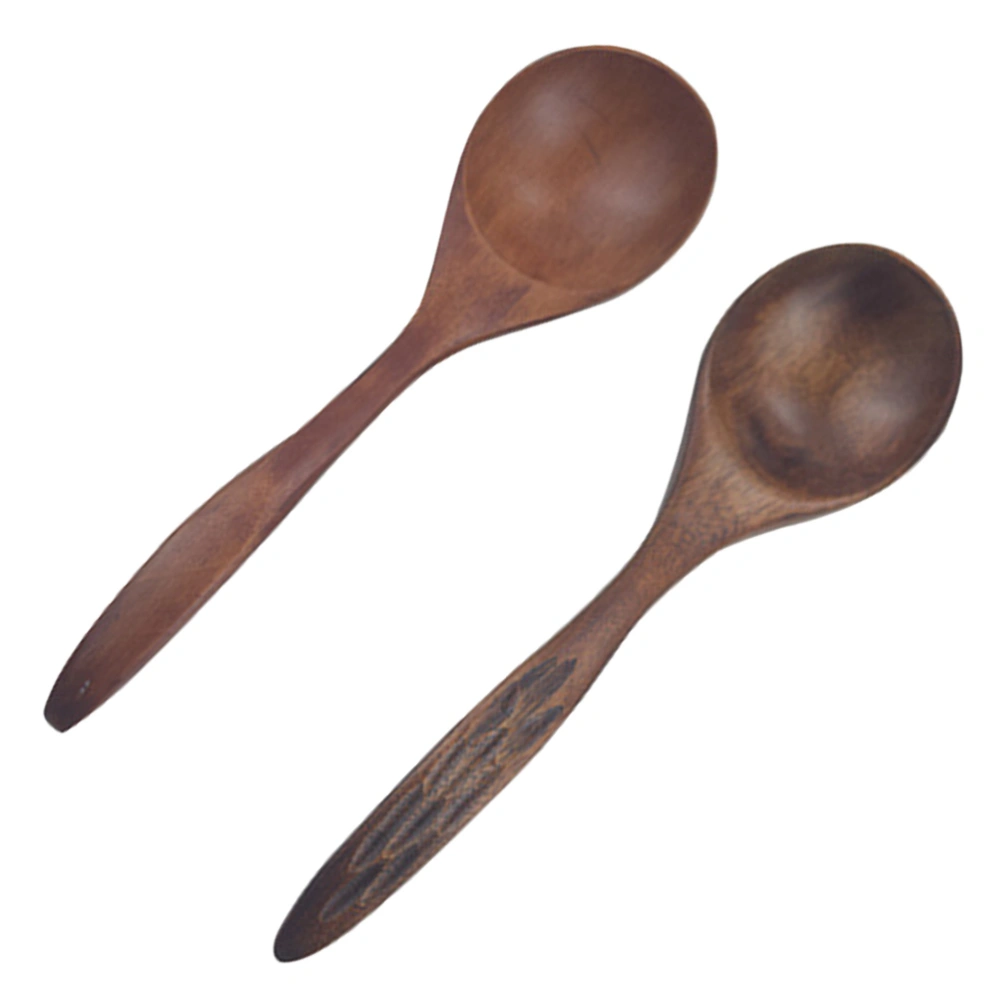 2pcs Wooden Spoons Multipurpose Stirring Spoons Kids Spoons Kitchen Supplies