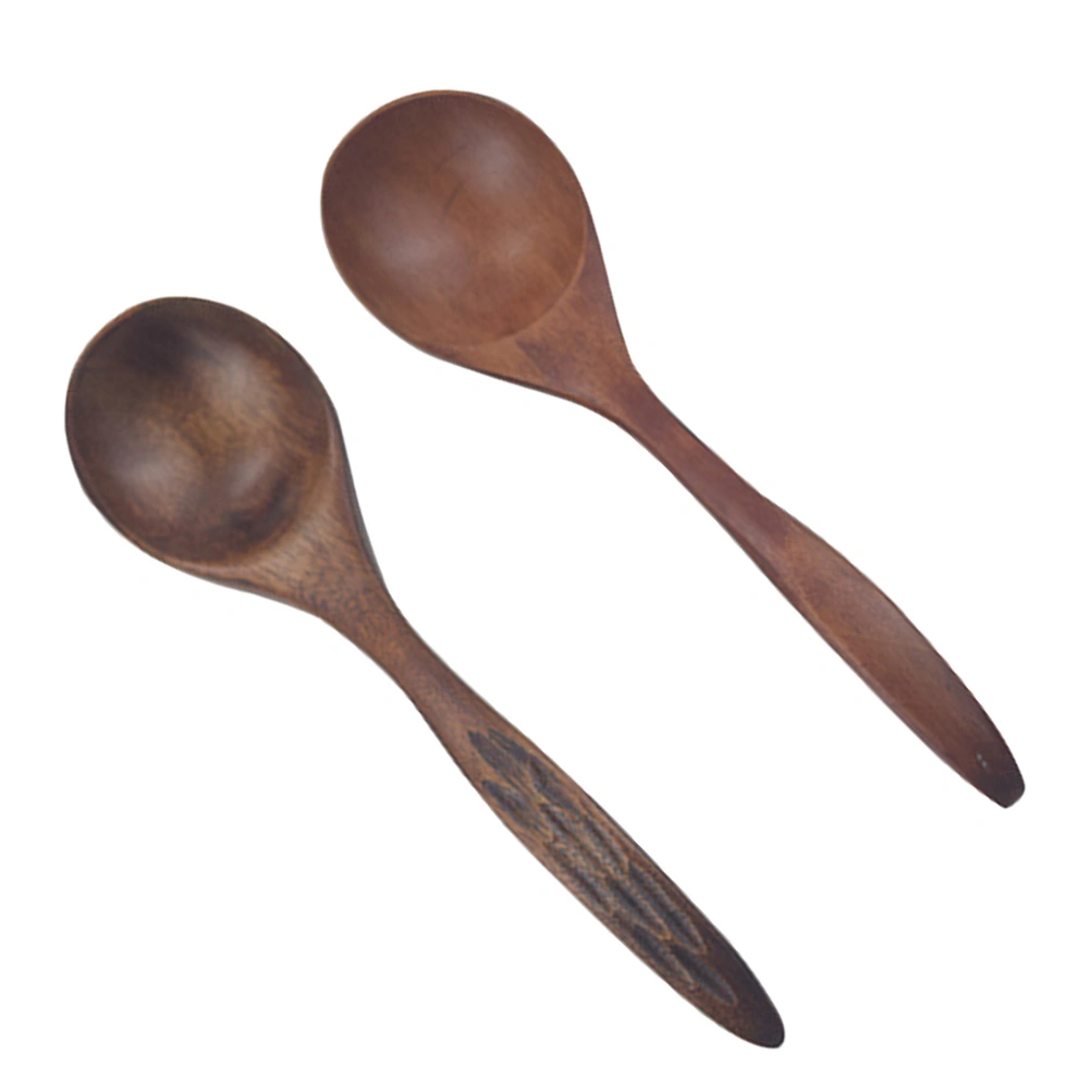 2pcs Wooden Spoons Multipurpose Stirring Spoons Kids Spoons Kitchen Supplies