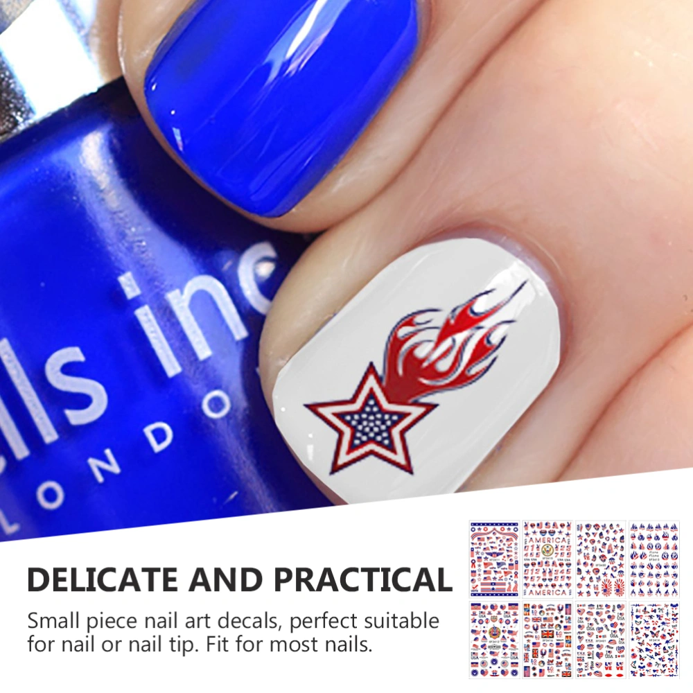 8 Sheets of National Day Manicure Decals Decorative Nail Stickers Nail Art Decal