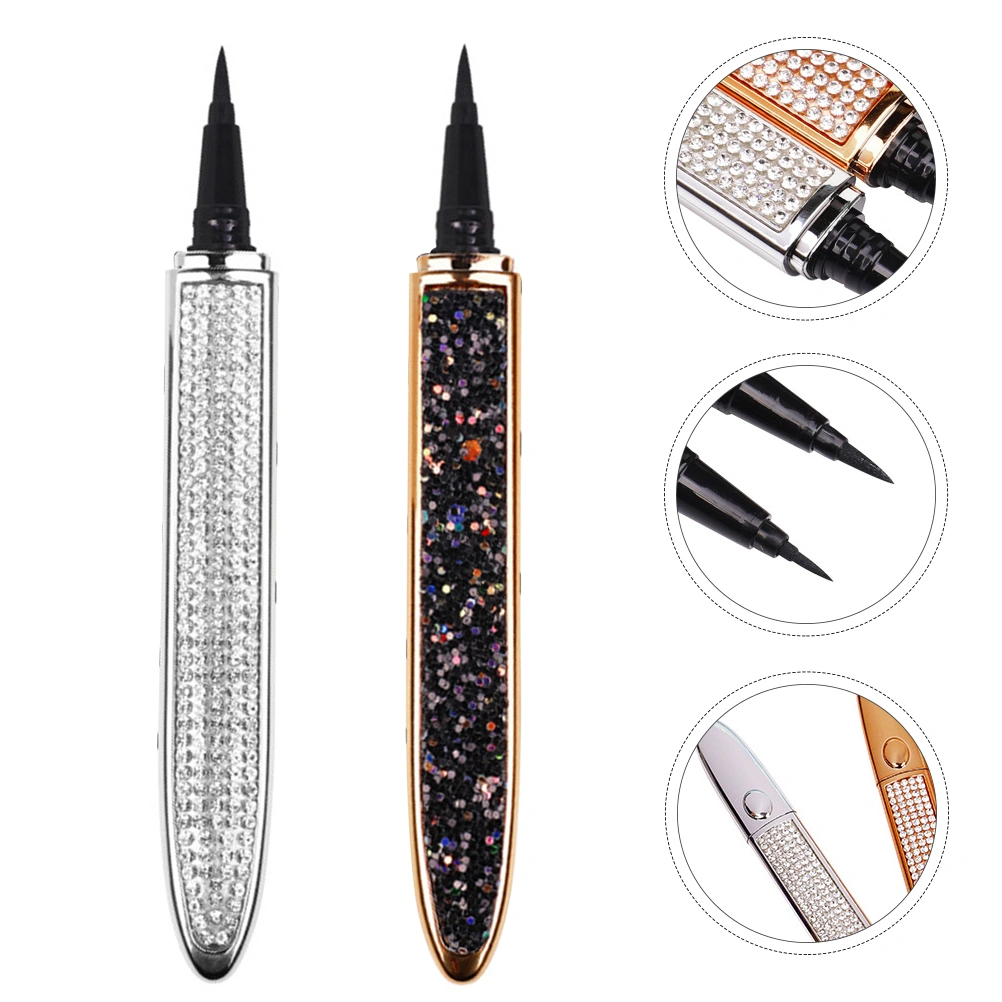 2Pcs Makeup Eye Lining Pens Waterproof Eyeliners Self-adhesive Eyeliner