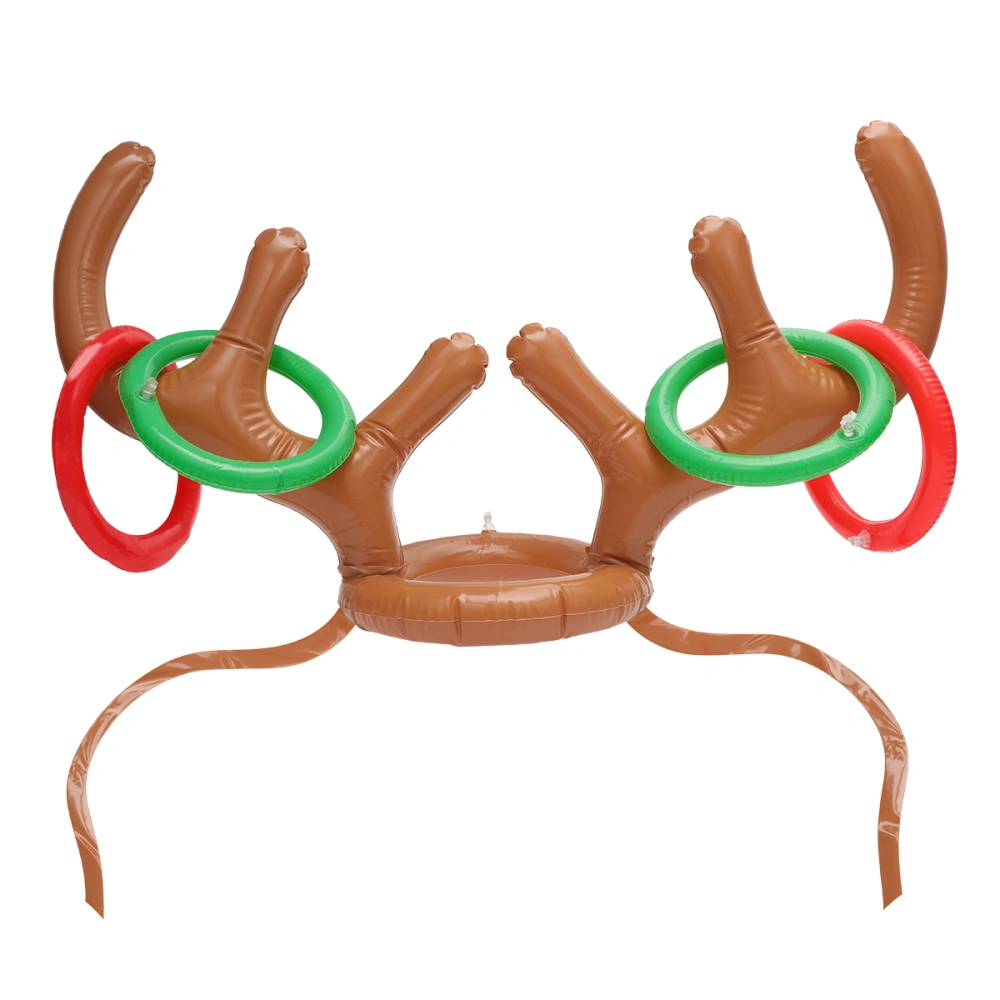 Christmas Party Toss Game Inflatable Reindeer Antler Hat with Rings