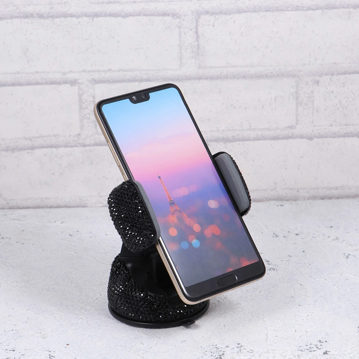 Mobile Phone Rack Navigation Holder Mounted with Diamond Mounted Suction Cup Multifunctional Phone Holder (Mine black Diamond)