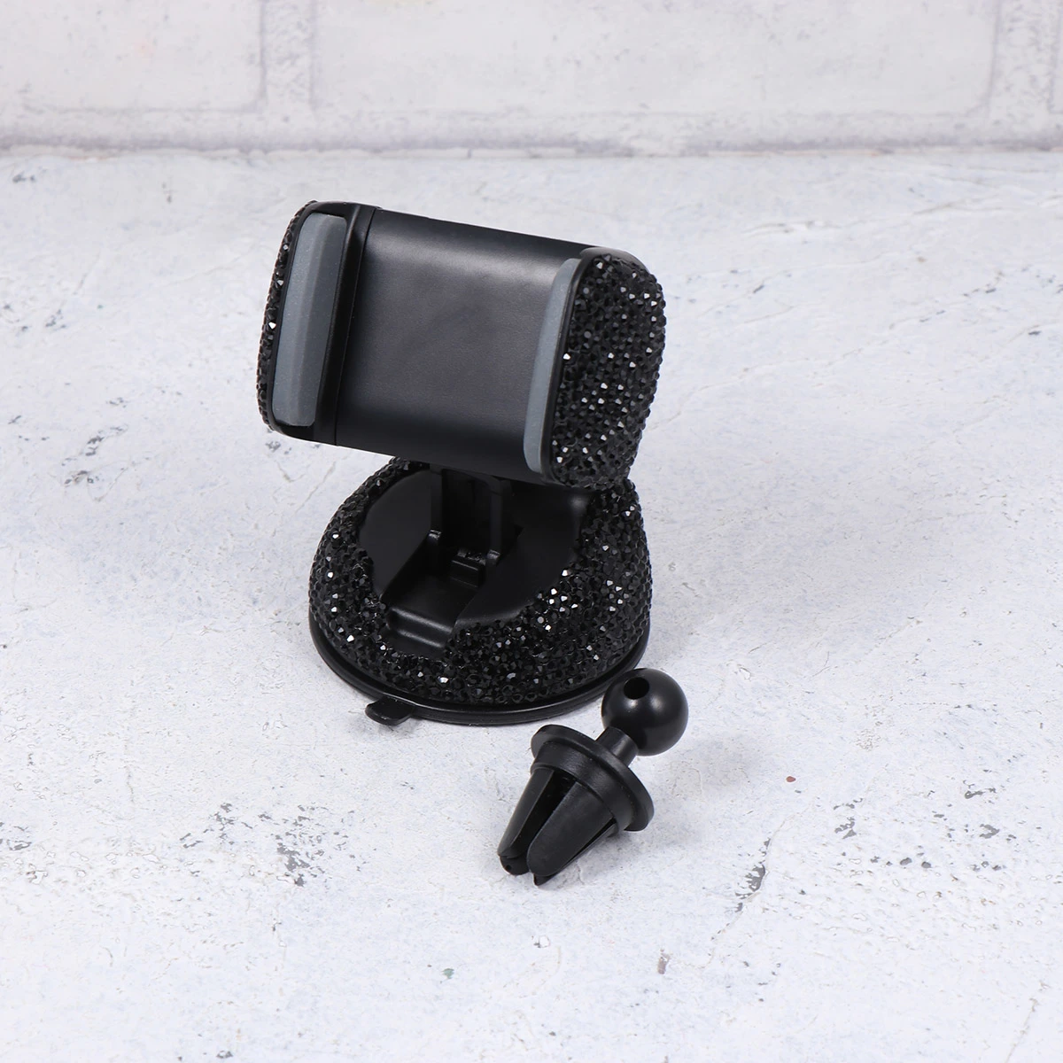 Mobile Phone Rack Navigation Holder Mounted with Diamond Mounted Suction Cup Multifunctional Phone Holder (Mine black Diamond)