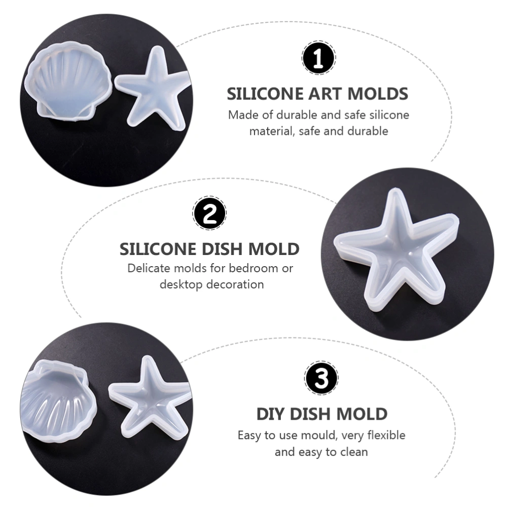 2pcs DIY Silicone Molds Silicone Art Molds Sea Star Conch Mold Plate Craft Molds