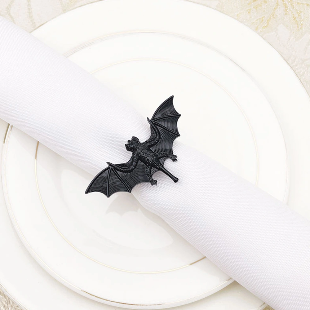 4pcs Bat Napkin Buckles Spooky Bat Napkin Rings Decorative Bat Napkin Holders