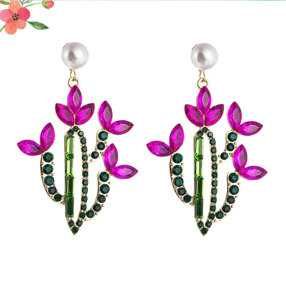 1 Pair Cactus Design Earrings Stylish Eardrop Ear Accessories Casual Jewelry Party Ear Decor for Women Girls