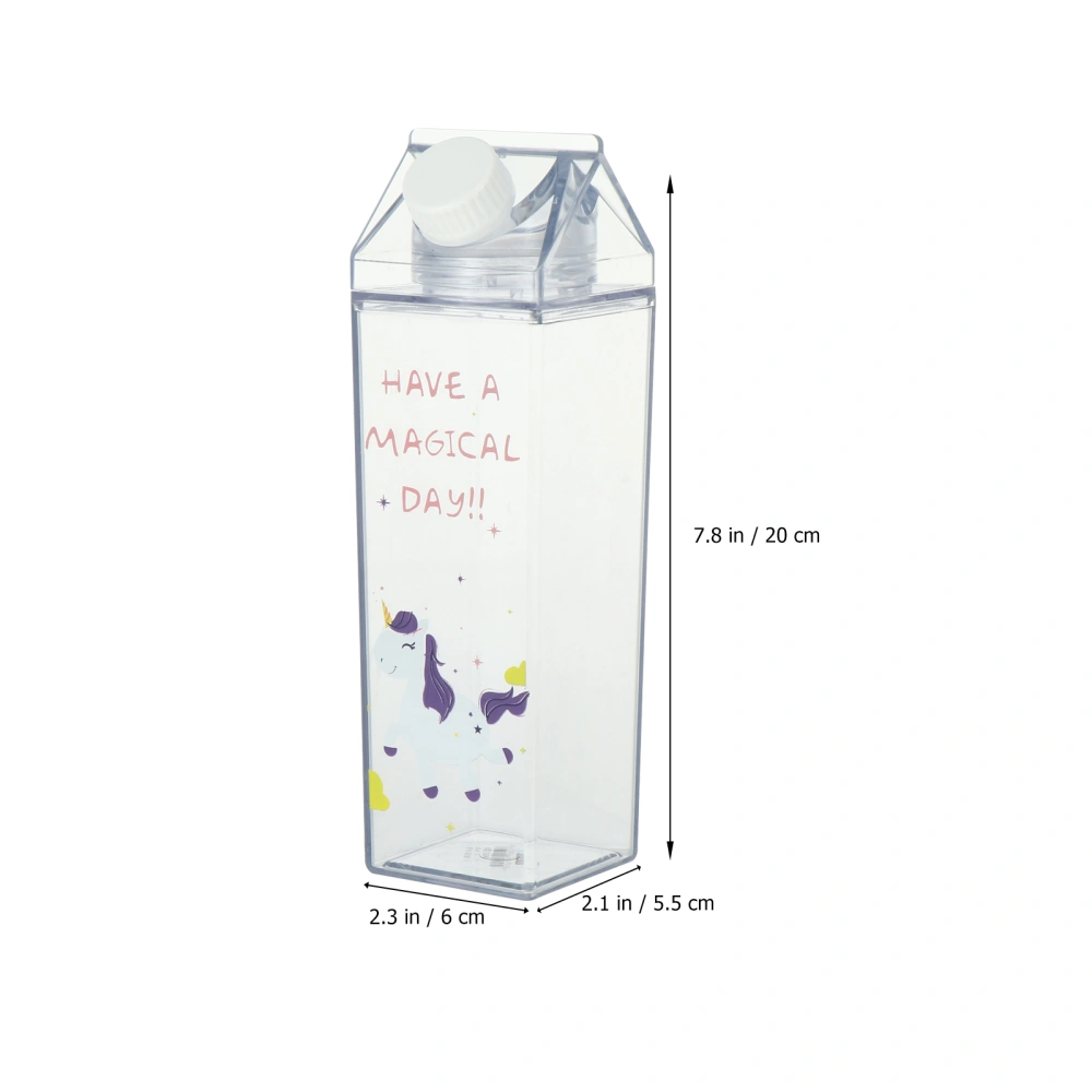 1pc Household Lightweight Unicorn Milk Cup Transparent Practical Beverage Bottle